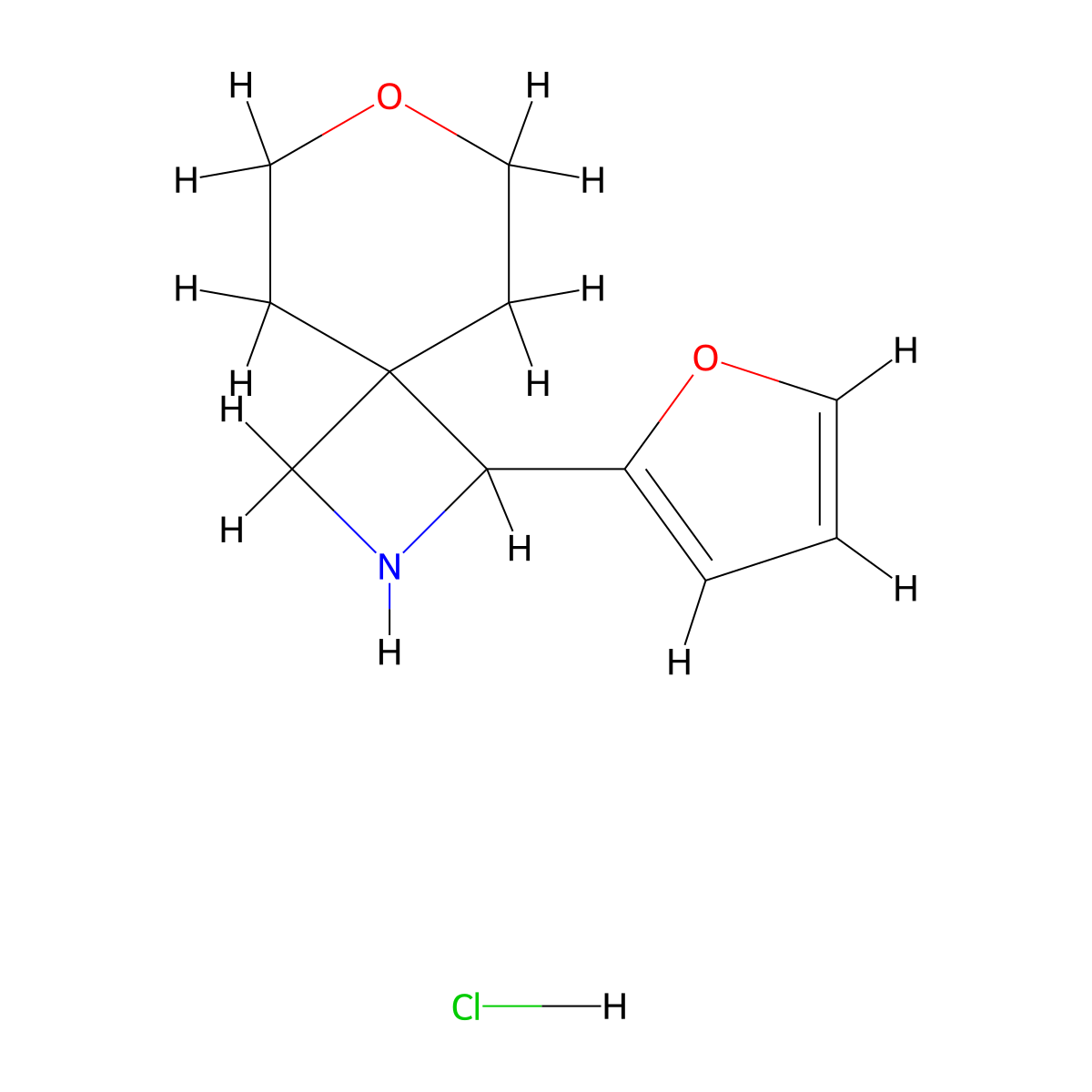 1-(Furan-2-yl)-7-oxa-2-azaspiro[3.5]nonane hydrochloride molecular structure, CAS 1955498-64-2