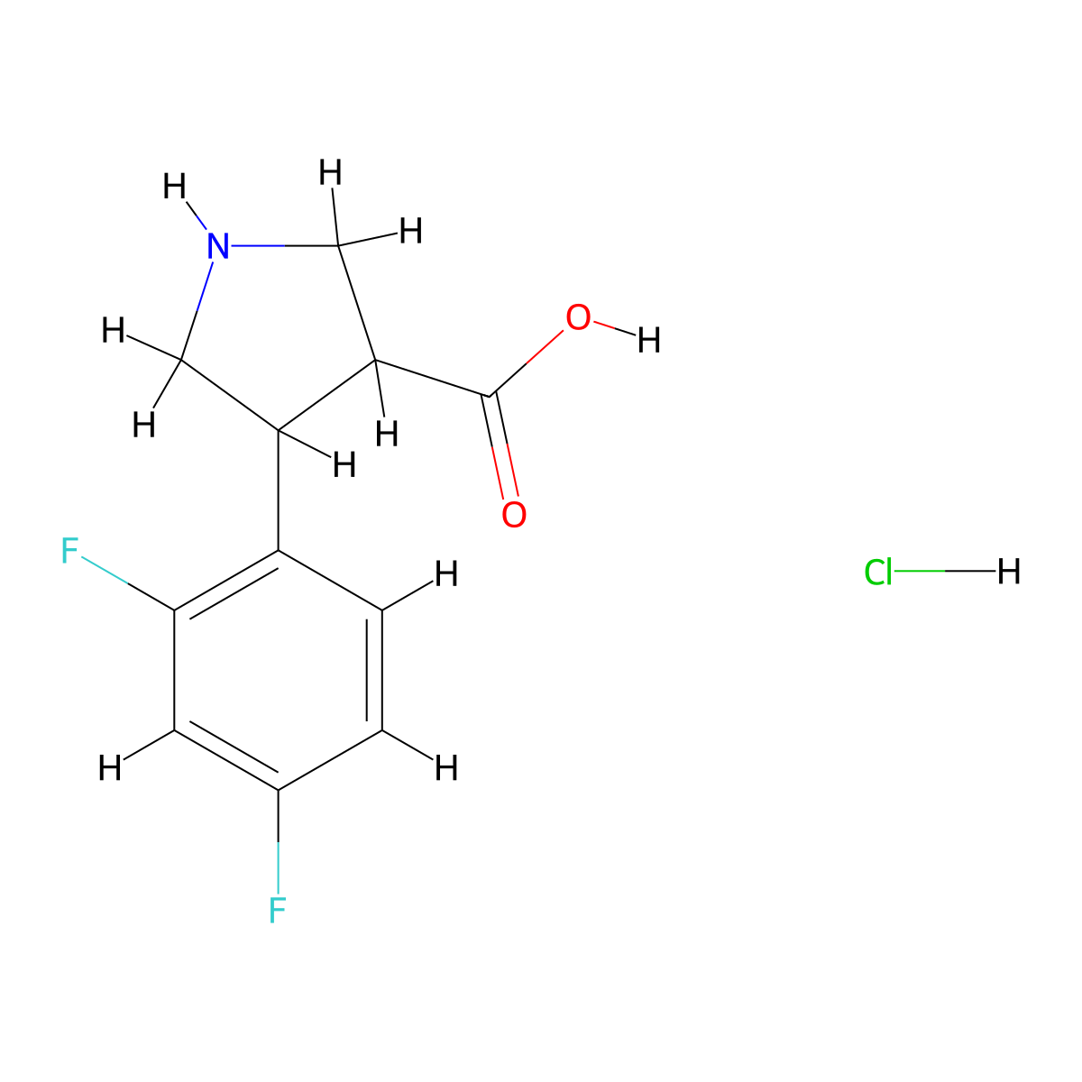 4-(2,4-Difluorophenyl)pyrrolidine-3-carboxylic acid hydrochloride molecular structure, CAS 1955498-66-4