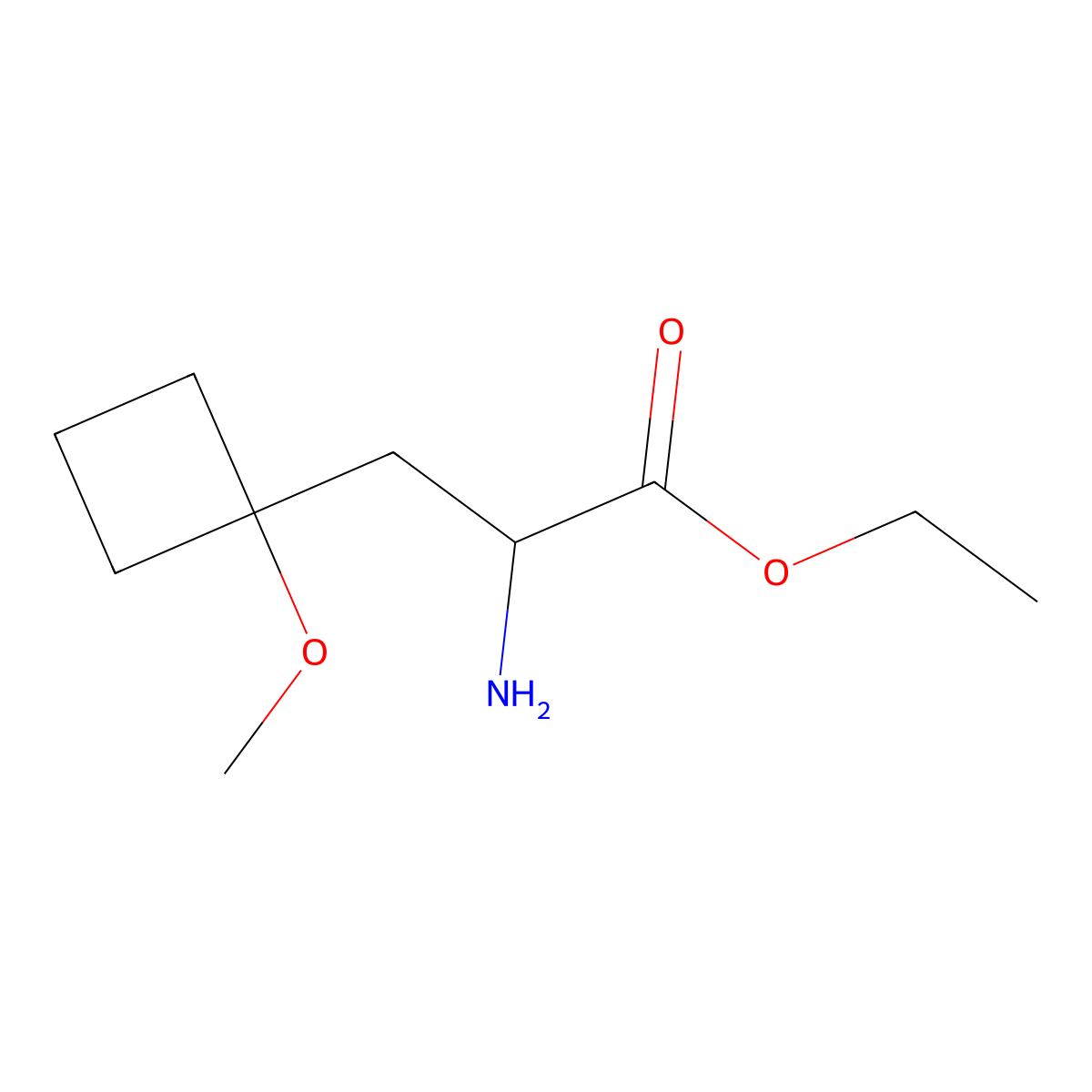 Ethyl 2-amino-3-(1-methoxycyclobutyl)propanoate molecular structure, CAS 1955498-75-5