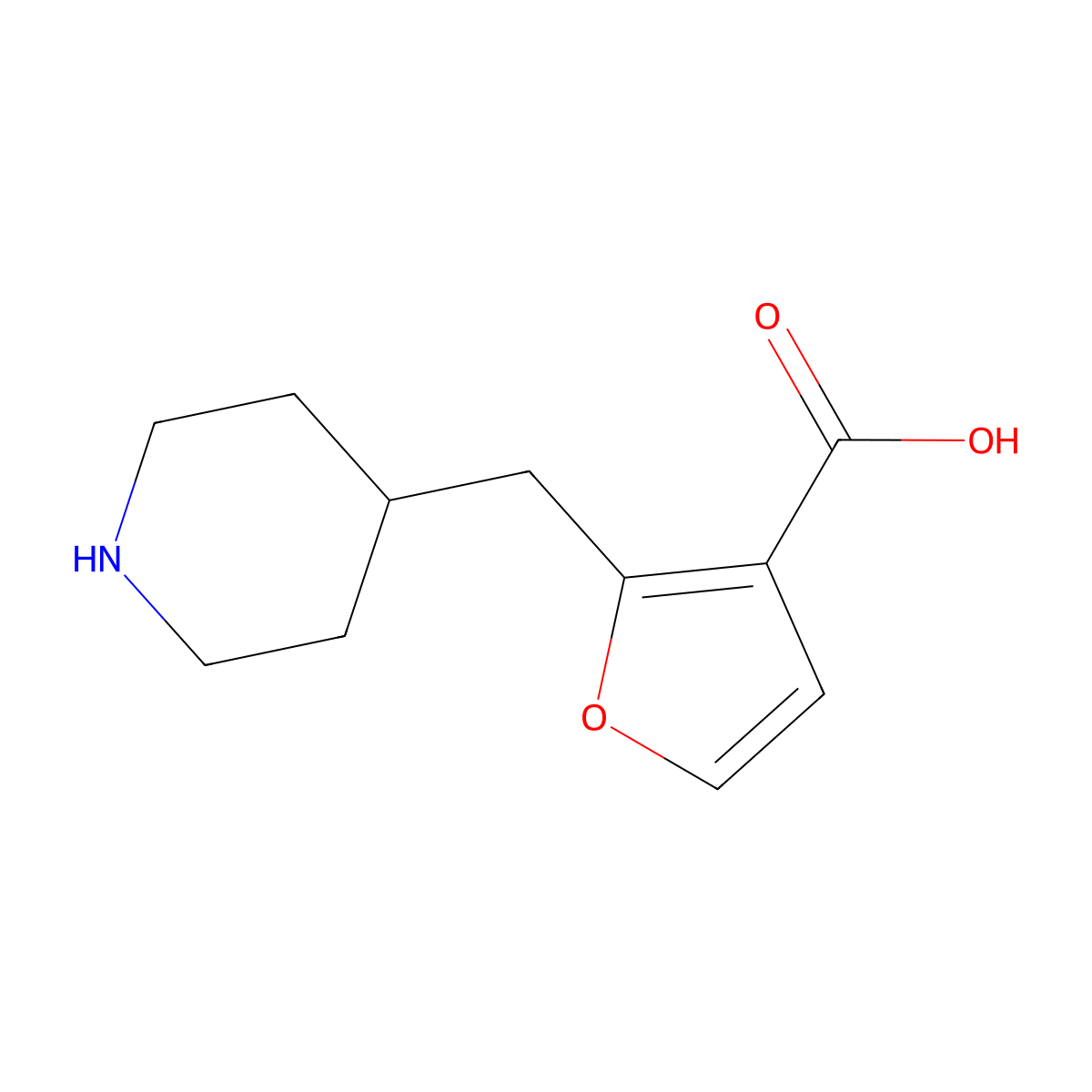 2-[(Piperidin-4-yl)methyl]furan-3-carboxylic acid molecular structure, CAS 1955498-77-7