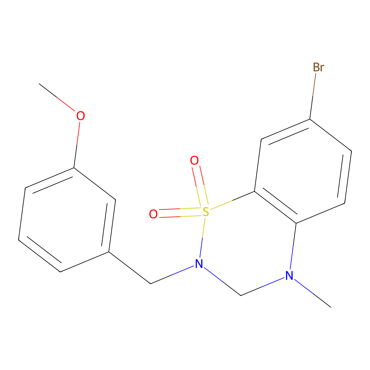 7-bromo-2-[(3-methoxyphenyl)methyl]-4-methyl-3,4-dihydro-2H-1lambda6,2,4-benzothiadiazine-1,1-dione molecular structure, CAS 1955498-83-5