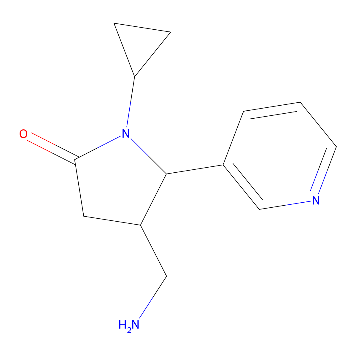 4-(Aminomethyl)-1-cyclopropyl-5-(pyridin-3-yl)pyrrolidin-2-one molecular structure, CAS 1955498-84-6