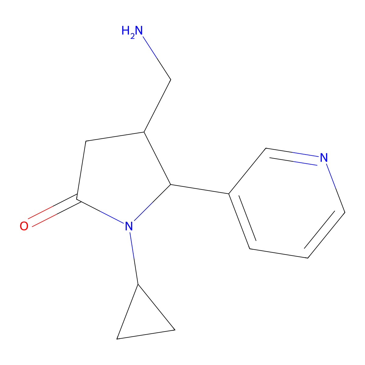 4-(Aminomethyl)-1-cyclopropyl-5-(pyridin-3-yl)pyrrolidin-2-one molecular structure, CAS 1955498-84-6