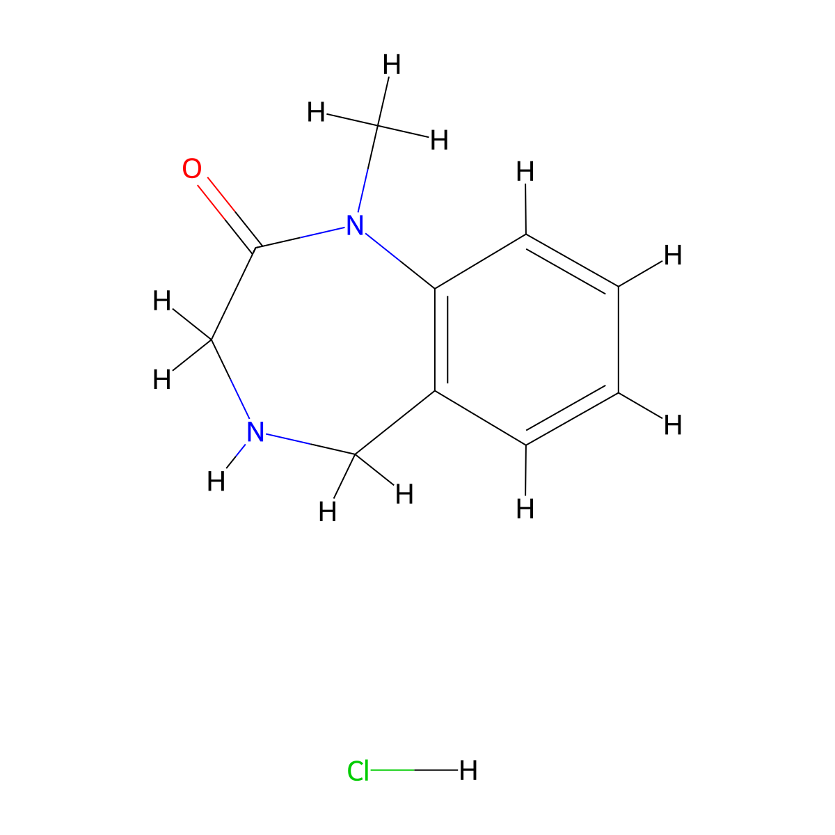 1-methyl-2,3,4,5-tetrahydro-1H-1,4-benzodiazepin-2-one hydrochloride molecular structure, CAS 1955498-88-0