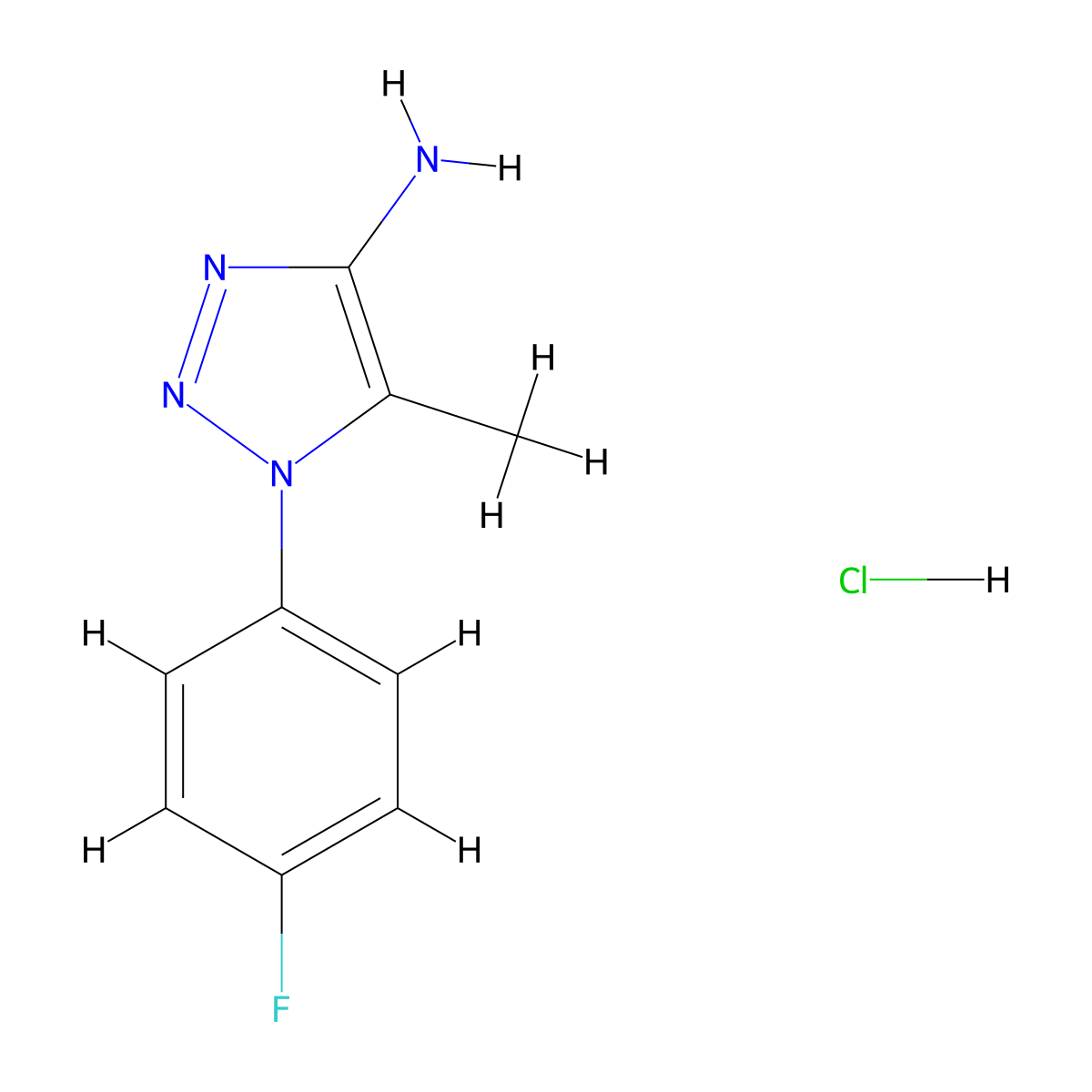 1-(4-fluorophenyl)-5-methyl-1H-1,2,3-triazol-4-amine hydrochloride molecular structure, CAS 1955499-10-1