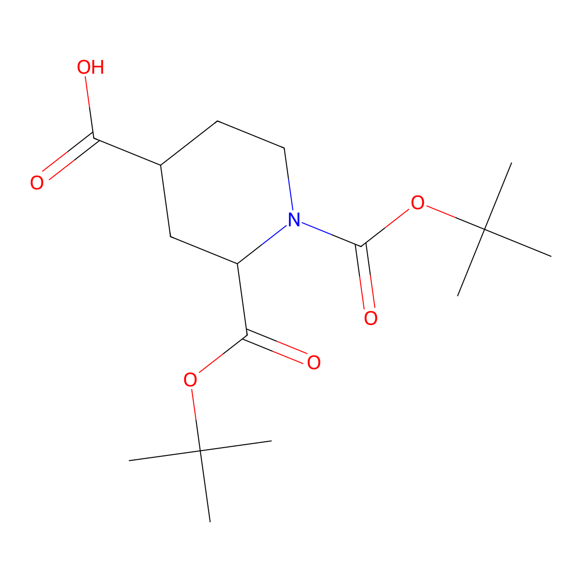 rac-(2R,4S)-1,2-bis((tert-butoxy)carbonyl)piperidine-4-carboxylic acid molecular structure, CAS 1955499-13-4