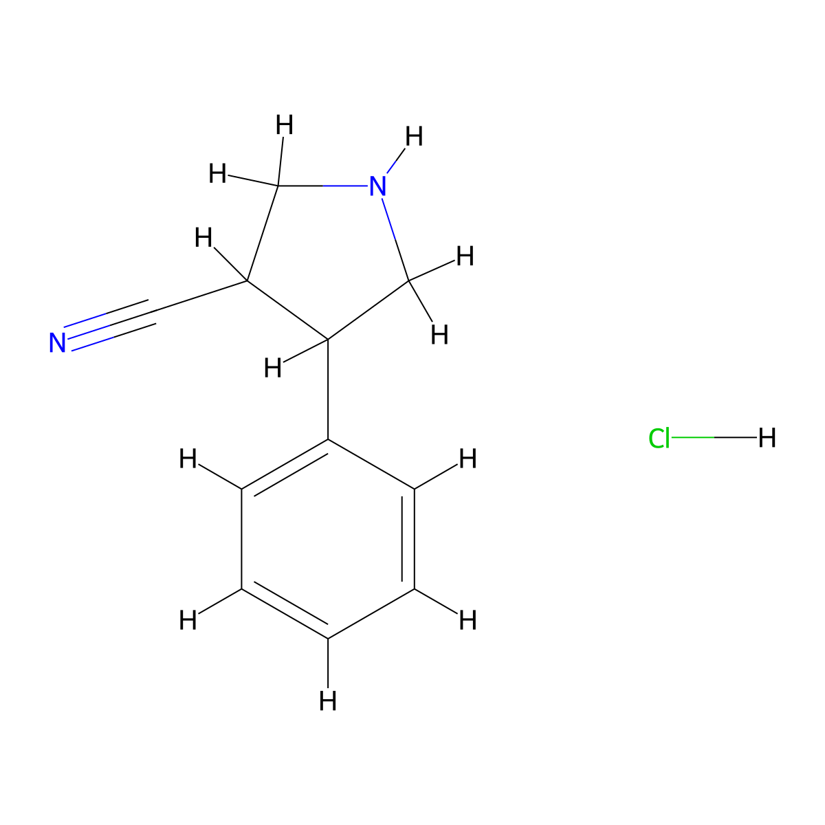 4-Phenylpyrrolidine-3-carbonitrile hydrochloride molecular structure, CAS 1955499-16-7