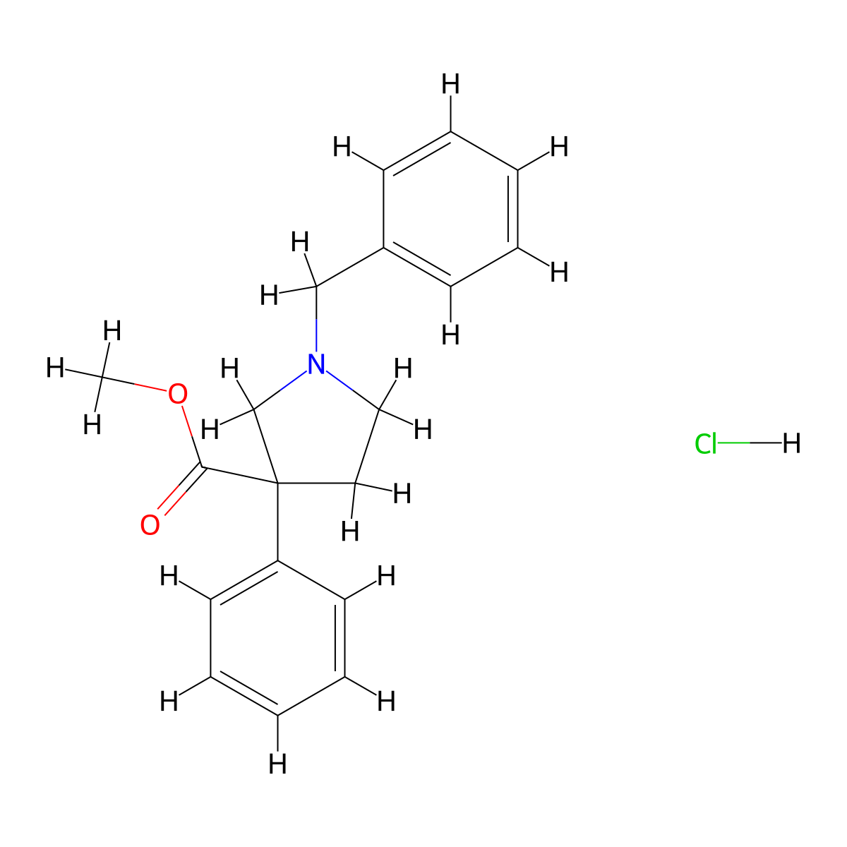 Methyl 1-benzyl-3-phenylpyrrolidine-3-carboxylate hydrochloride molecular structure, CAS 1955499-22-5