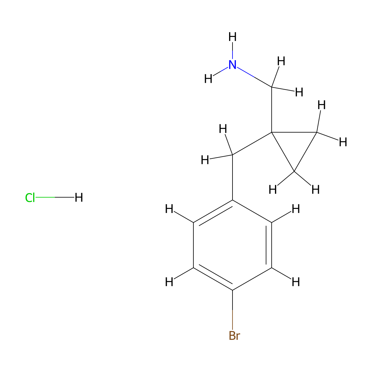{1-[(4-Bromophenyl)methyl]cyclopropyl}methanamine hydrochloride molecular structure, CAS 1955499-24-7