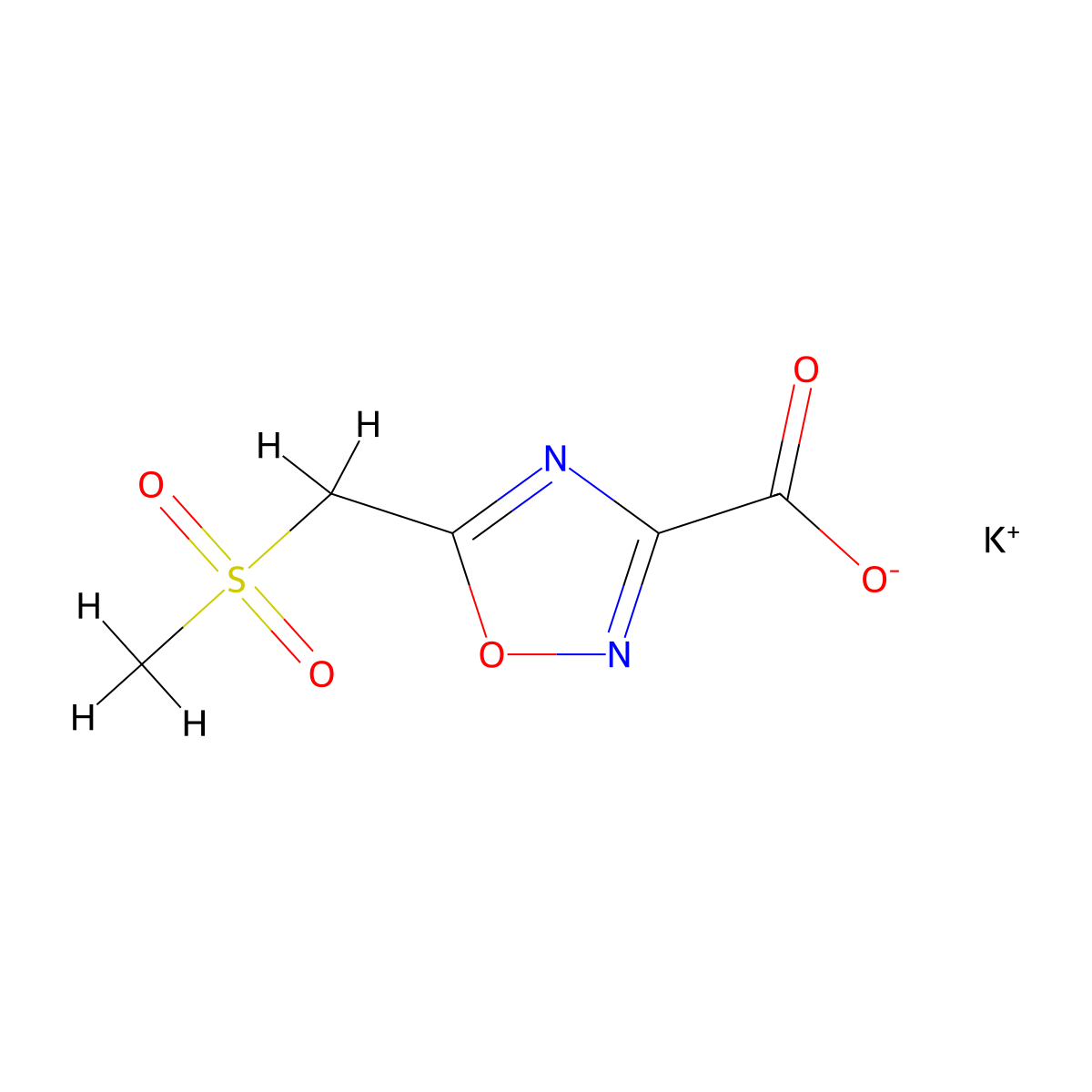 Potassium 5-(methanesulfonylmethyl)-1,2,4-oxadiazole-3-carboxylate molecular structure, CAS 1955499-26-9