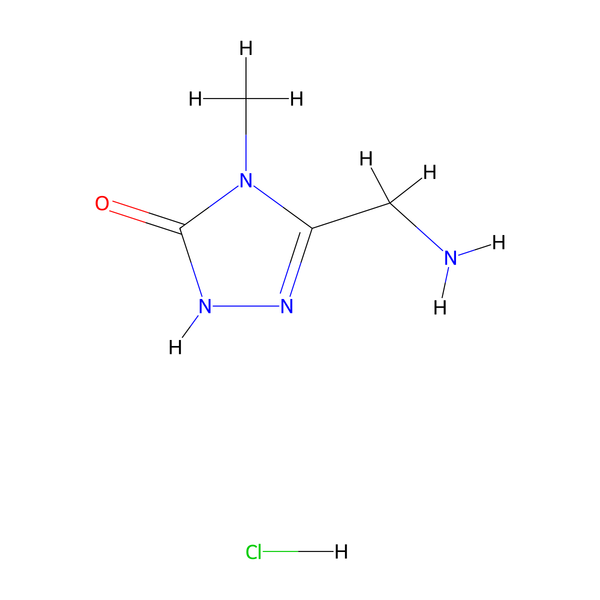 3-(aminomethyl)-4-methyl-4,5-dihydro-1H-1,2,4-triazol-5-one hydrochloride molecular structure, CAS 1955499-30-5