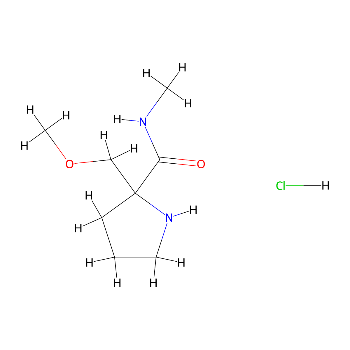 2-(methoxymethyl)-N-methylpyrrolidine-2-carboxamide hydrochloride molecular structure, CAS 1955499-37-2