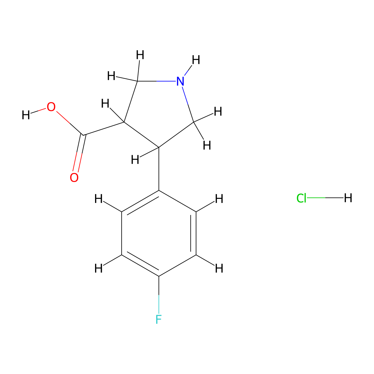 4-(4-Fluorophenyl)pyrrolidine-3-carboxylic acid hydrochloride molecular structure, CAS 1955499-49-6