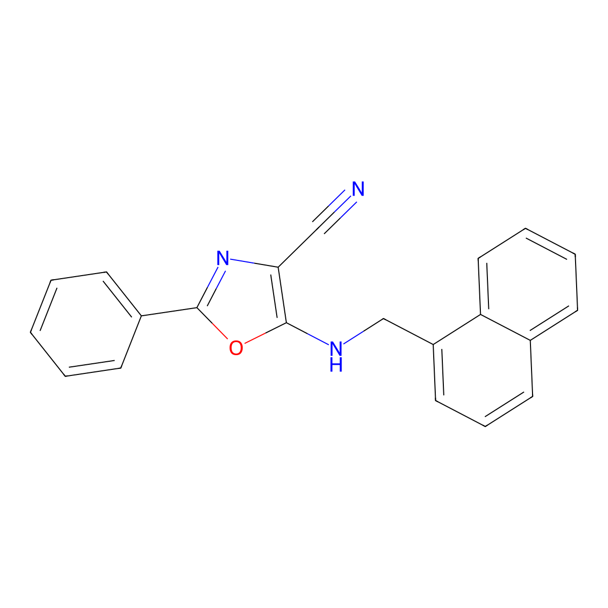 5-{[(Naphthalen-1-yl)methyl]amino}-2-phenyl-1,3-oxazole-4-carbonitrile molecular structure, CAS 1955499-65-6