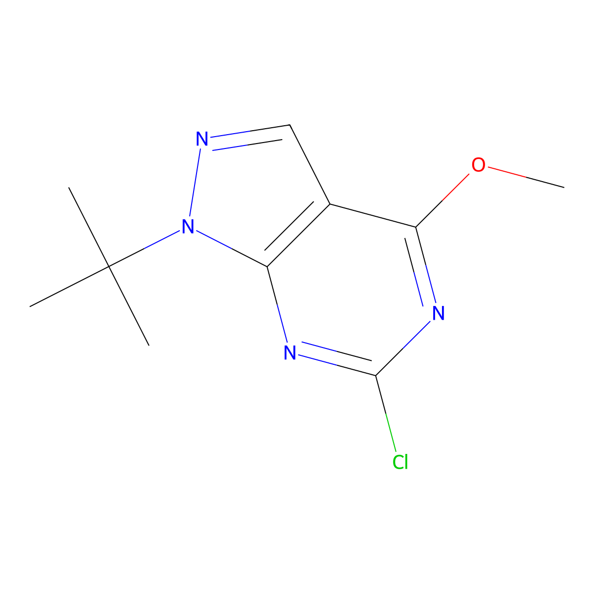 1-tert-butyl-6-chloro-4-methoxy-1H-pyrazolo[3,4-d]pyrimidine molecular structure, CAS 1955499-67-8