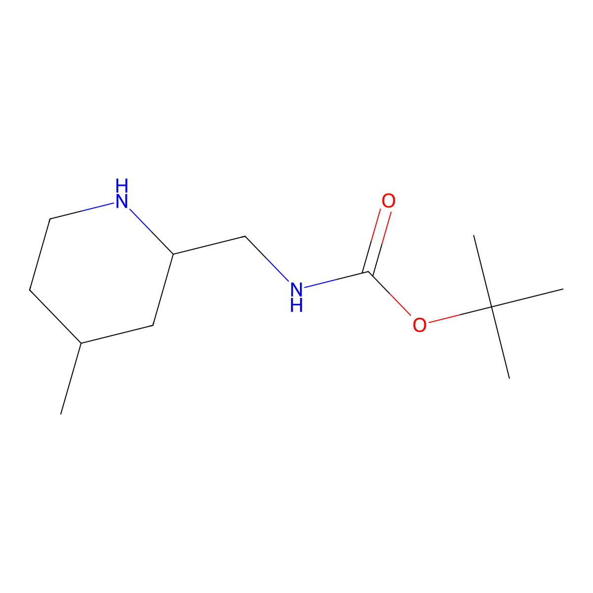 rac-tert-butyl N-(((2R,4S)-4-methylpiperidin-2-yl)methyl)carbamate molecular structure, CAS 1955499-71-4