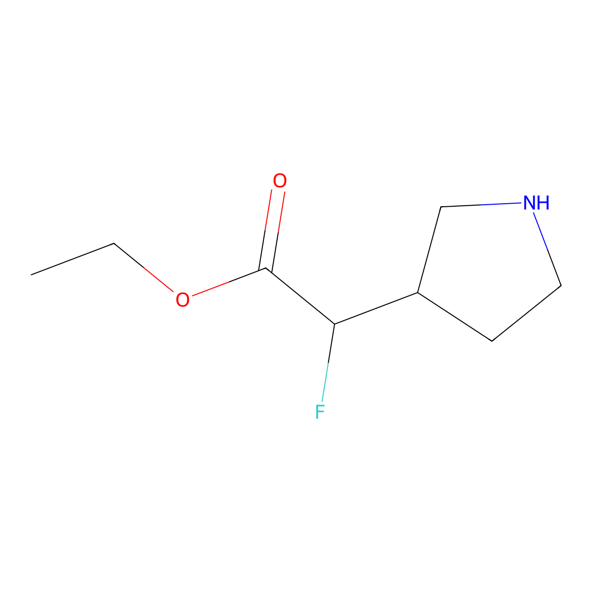 Ethyl 2-fluoro-2-(pyrrolidin-3-yl)acetate molecular structure, CAS 1955499-72-5