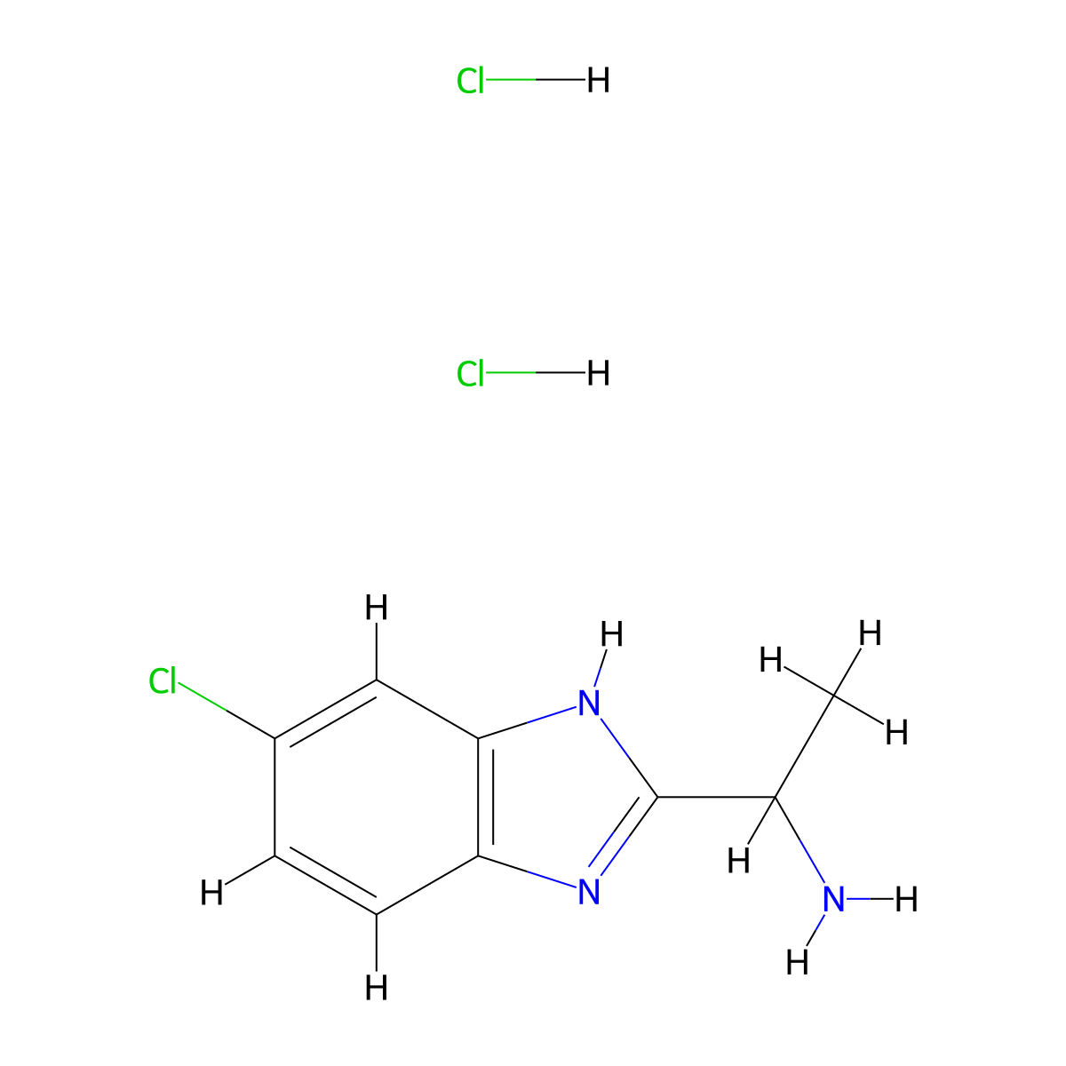 1-(5-chloro-1H-1,3-benzodiazol-2-yl)ethan-1-amine dihydrochloride molecular structure, CAS 1955499-74-7