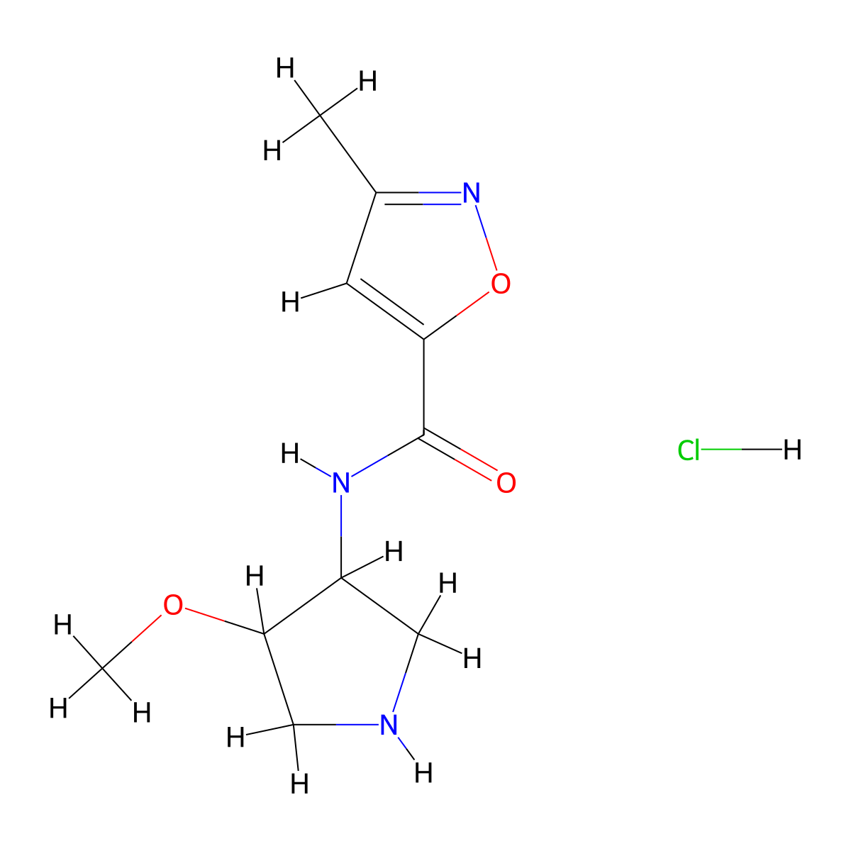 N-(4-methoxypyrrolidin-3-yl)-3-methyl-1,2-oxazole-5-carboxamide hydrochloride molecular structure, CAS 1955499-76-9
