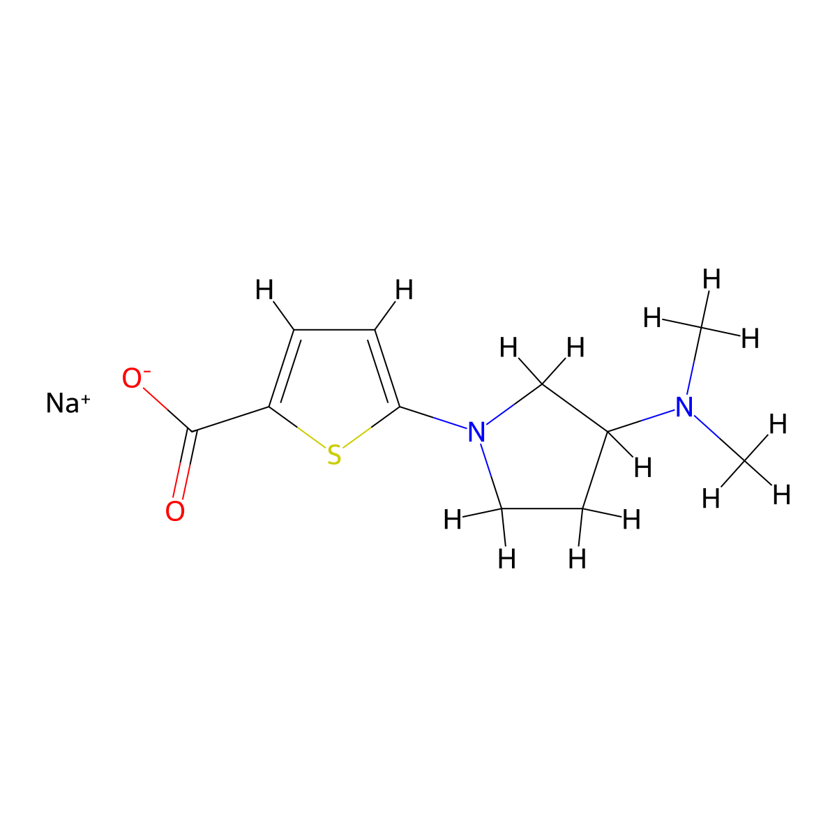 Sodium 5-[3-(dimethylamino)pyrrolidin-1-yl]thiophene-2-carboxylate molecular structure, CAS 1955499-77-0