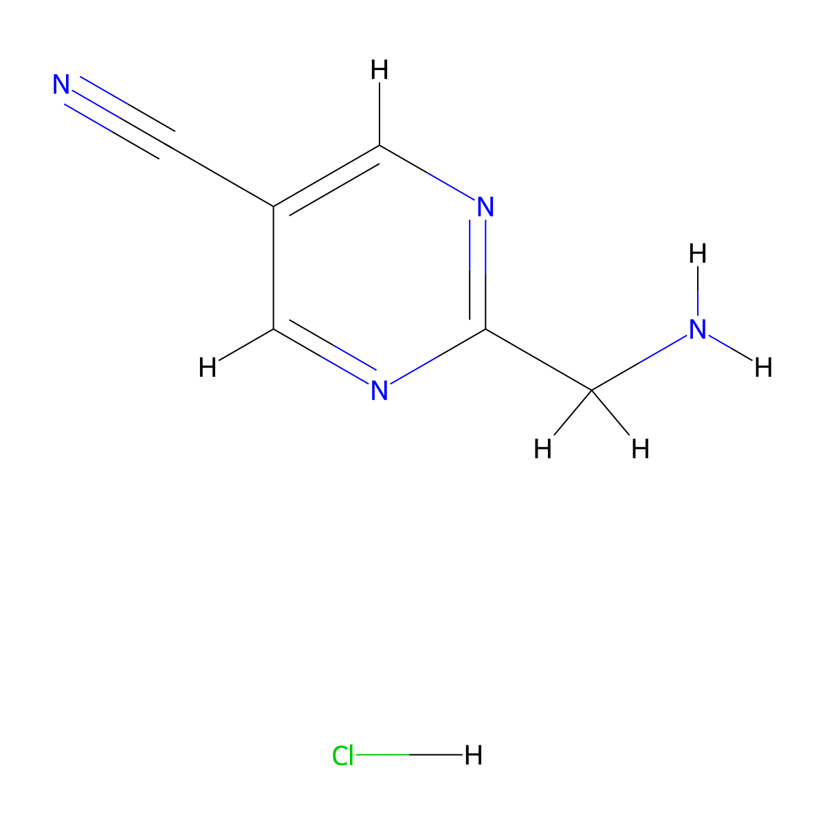2-(Aminomethyl)pyrimidine-5-carbonitrile hydrochloride molecular structure, CAS 1955499-82-7