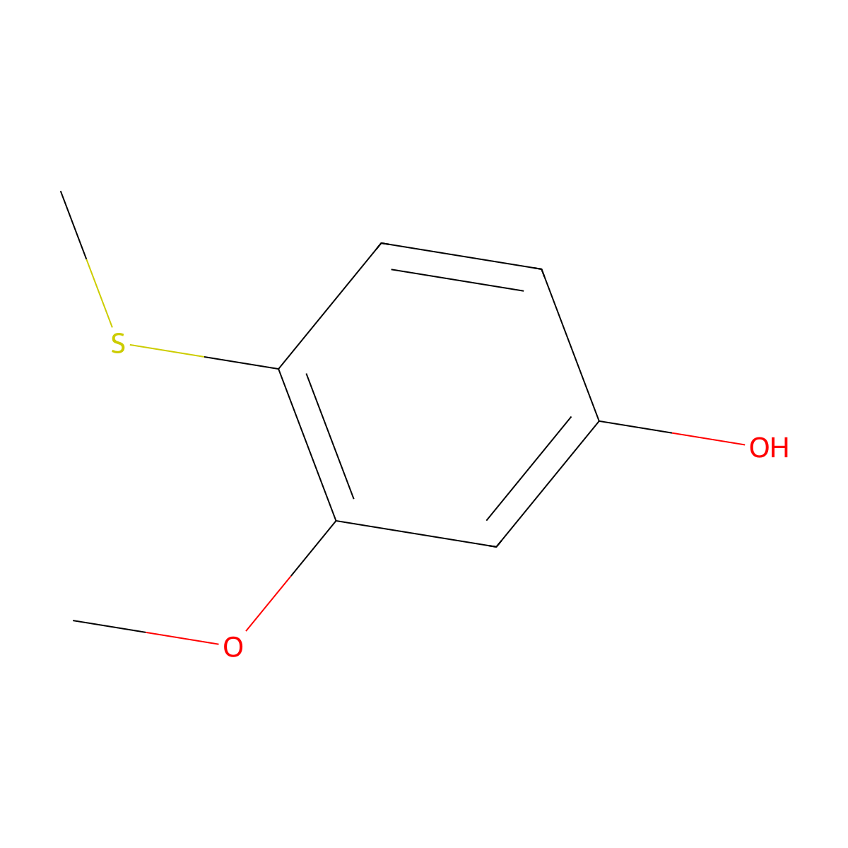 3-Methoxy-4-(methylsulfanyl)phenol molecular structure, CAS 19555-09-0