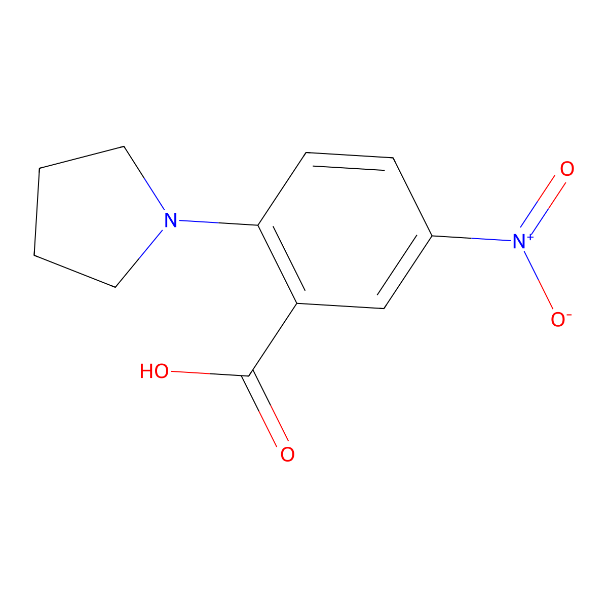 5-Nitro-2-(pyrrolidin-1-yl)benzoic acid molecular structure, CAS 19555-48-7
