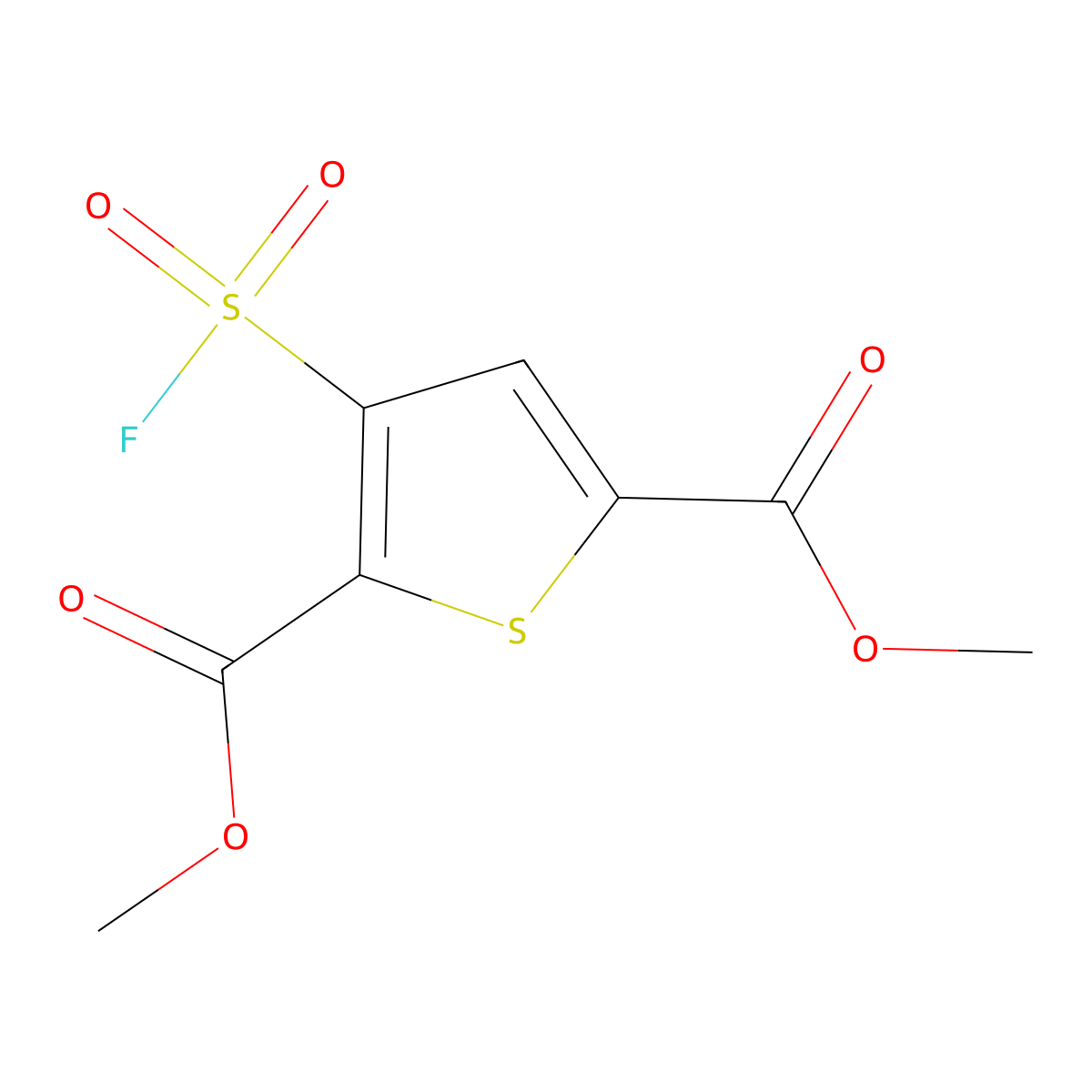 2,5-Dimethyl 3-(fluorosulfonyl)thiophene-2,5-dicarboxylate molecular structure, CAS 1955505-44-8