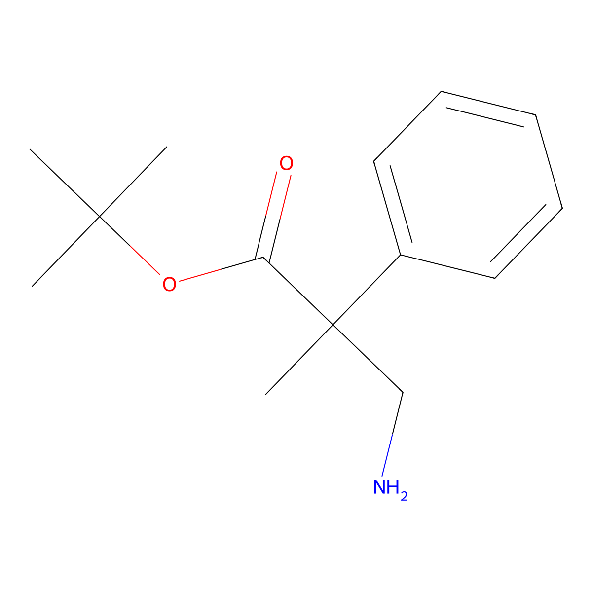 Tert-butyl 3-amino-2-methyl-2-phenylpropanoate molecular structure, CAS 1955505-46-0