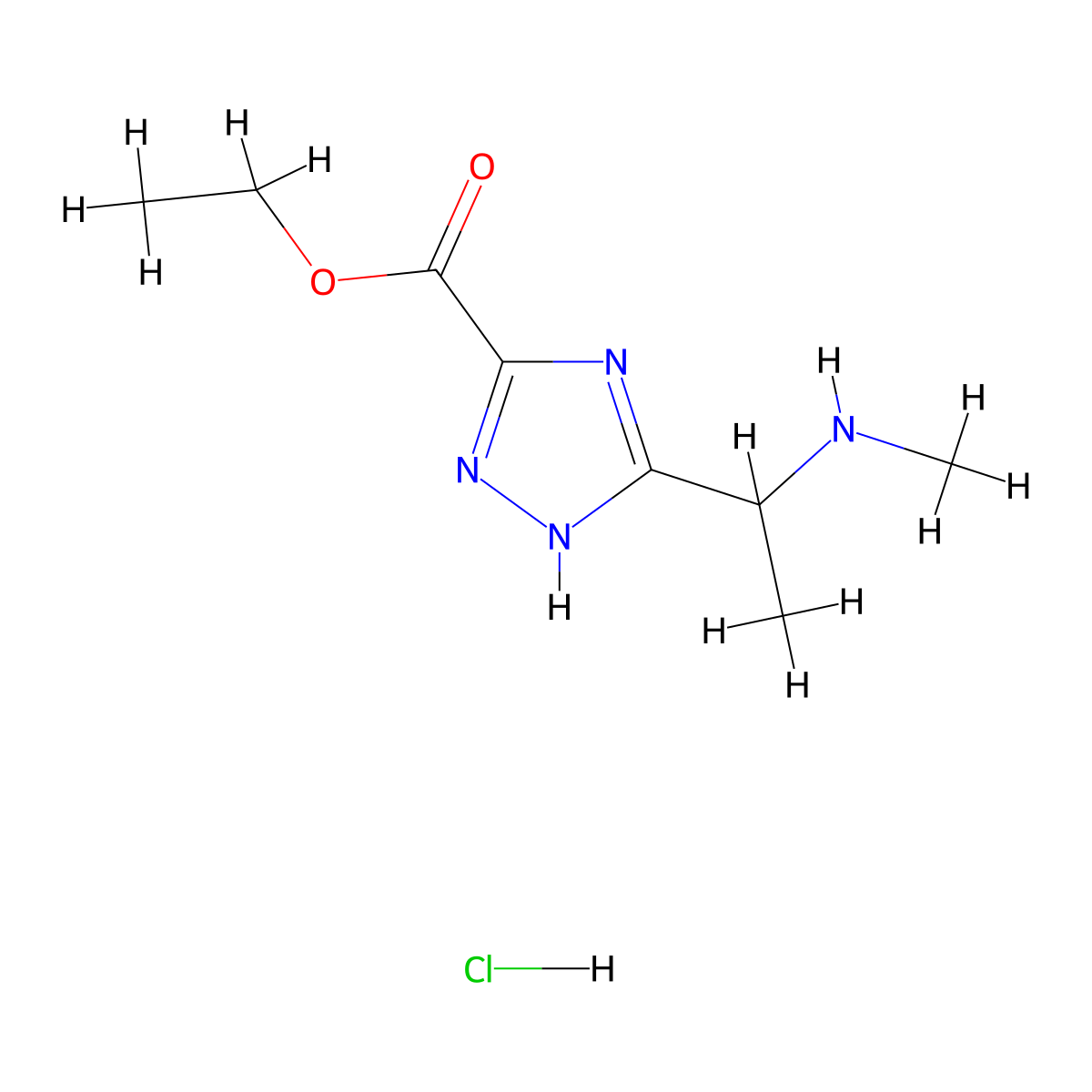ethyl 3-[1-(methylamino)ethyl]-1H-1,2,4-triazole-5-carboxylate hydrochloride molecular structure, CAS 1955505-90-4