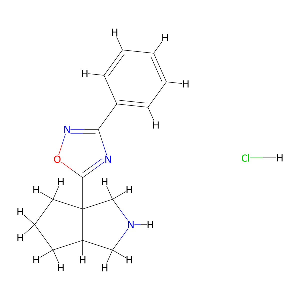 5-{Octahydrocyclopenta[c]pyrrol-3a-yl}-3-phenyl-1,2,4-oxadiazole hydrochloride molecular structure, CAS 1955506-06-5