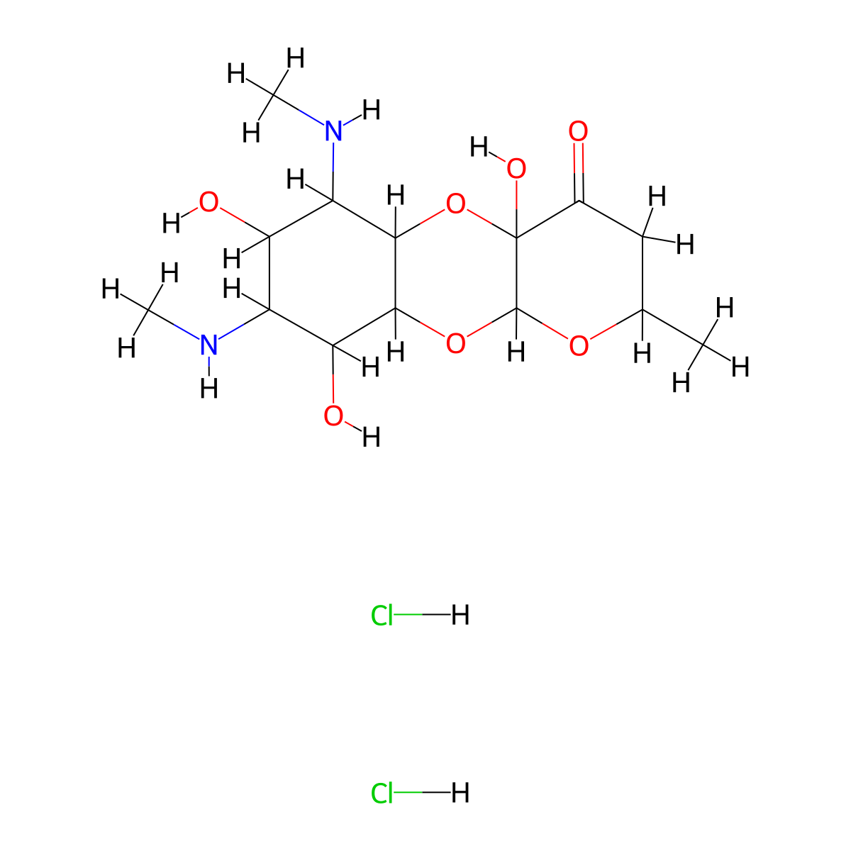 8,12,14-Trihydroxy-5-methyl-11,13-bis(methylamino)-2,4,9-trioxatricyclo[8.4.0.0,3,8]tetradecan-7-one dihydrochloride molecular structure, CAS 1955506-07-6