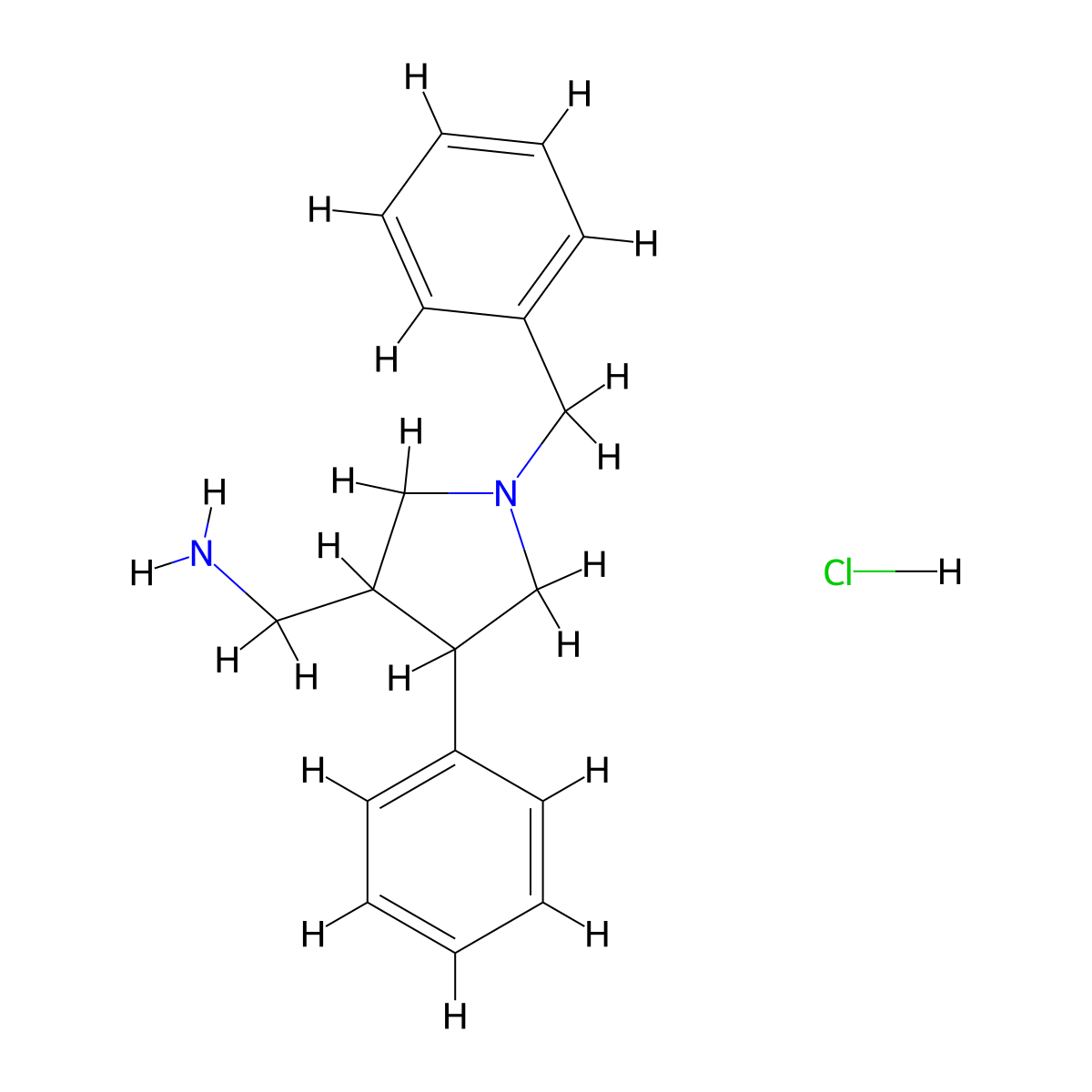 (1-Benzyl-4-phenylpyrrolidin-3-yl)methanamine hydrochloride molecular structure, CAS 1955506-18-9