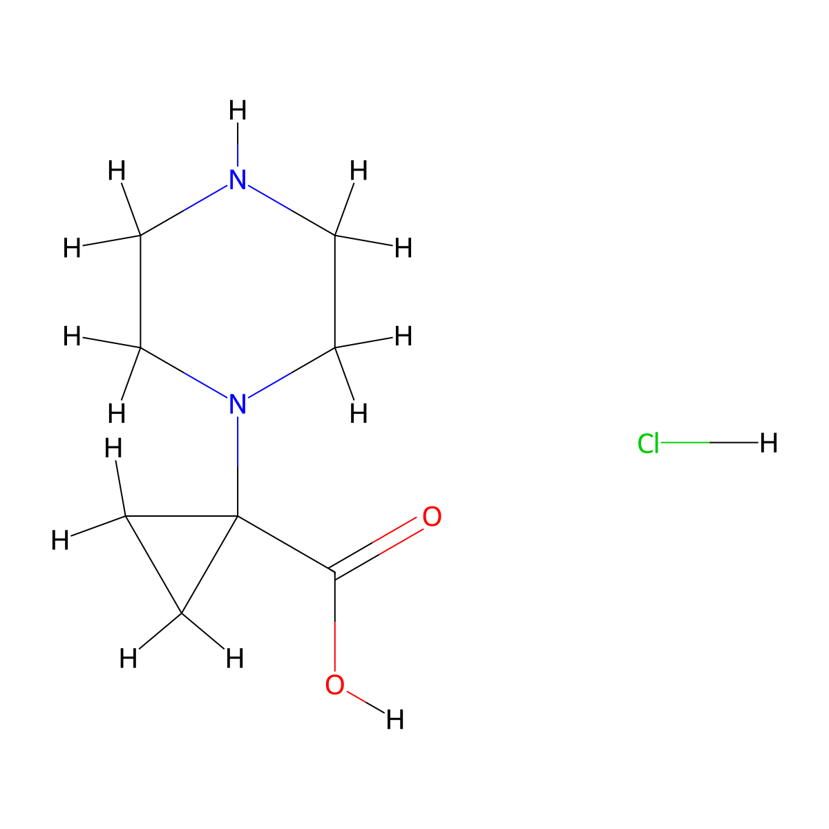 1-(Piperazin-1-yl)cyclopropane-1-carboxylic acid hydrochloride molecular structure, CAS 1955506-45-2