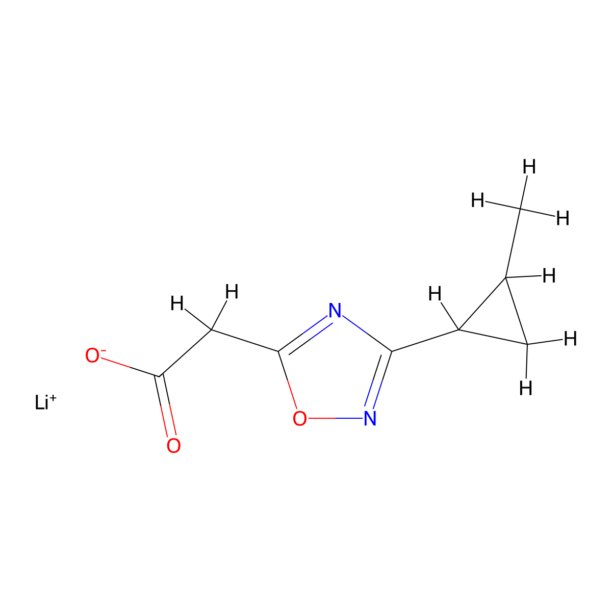 Lithium(1+) ion 2-[3-(2-methylcyclopropyl)-1,2,4-oxadiazol-5-yl]acetate molecular structure, CAS 1955506-51-0
