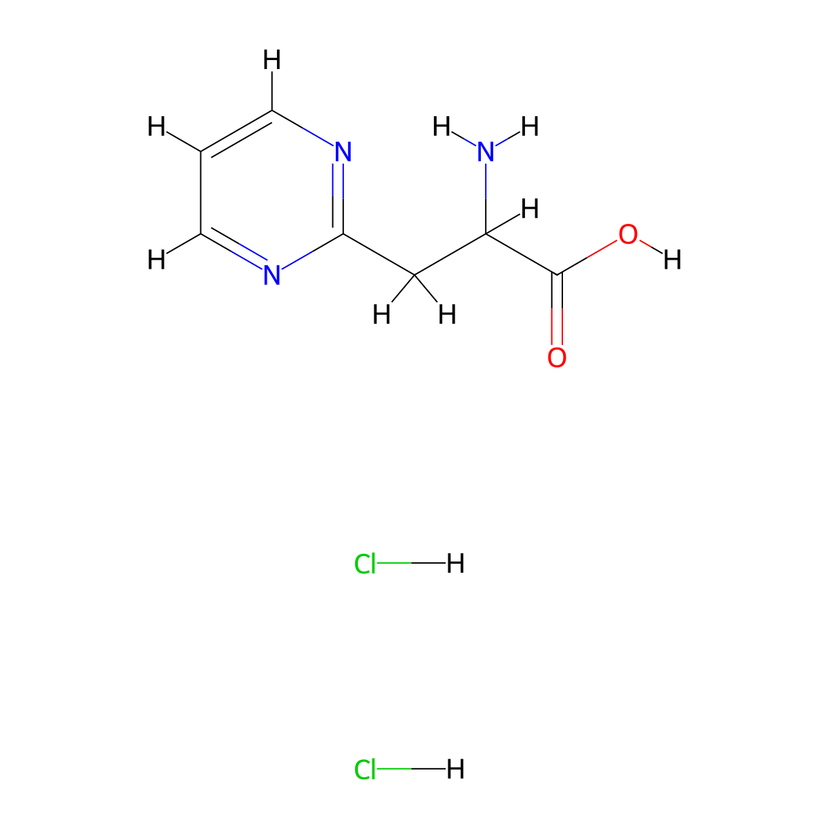 2-Amino-3-(pyrimidin-2-yl)propanoic acid dihydrochloride molecular structure, CAS 1955506-62-3