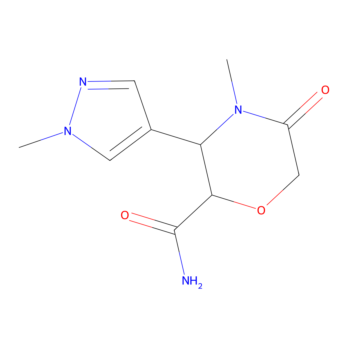 4-Methyl-3-(1-methyl-1H-pyrazol-4-yl)-5-oxomorpholine-2-carboxamide molecular structure, CAS 1955506-68-9