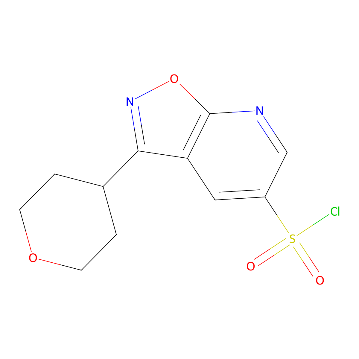3-(Oxan-4-yl)-[1,2]oxazolo[5,4-b]pyridine-5-sulfonyl chloride molecular structure, CAS 1955506-71-4