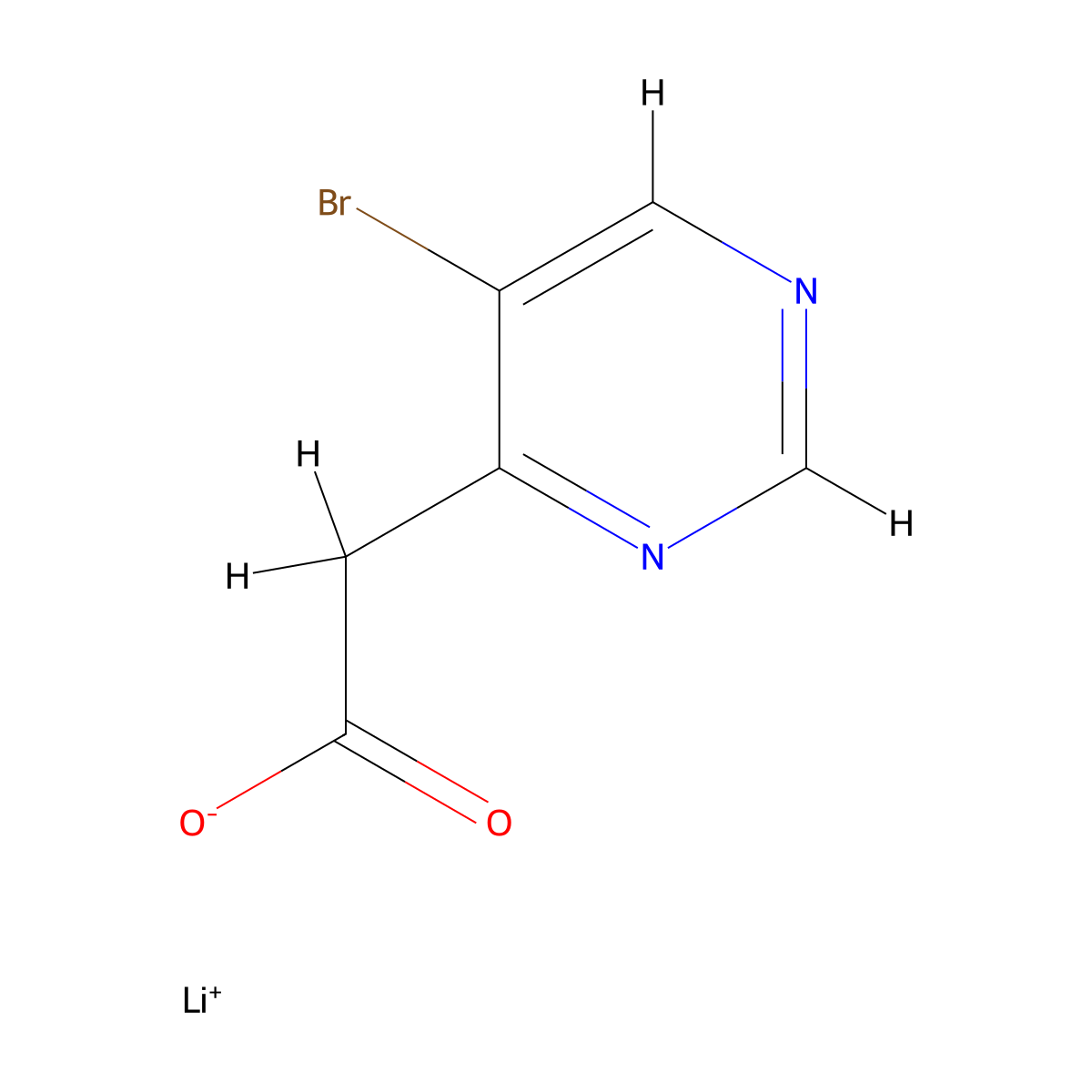 2-(5-Bromopyrimidin-4-yl)acetic acid, lithium salt molecular structure, CAS 1955506-89-4