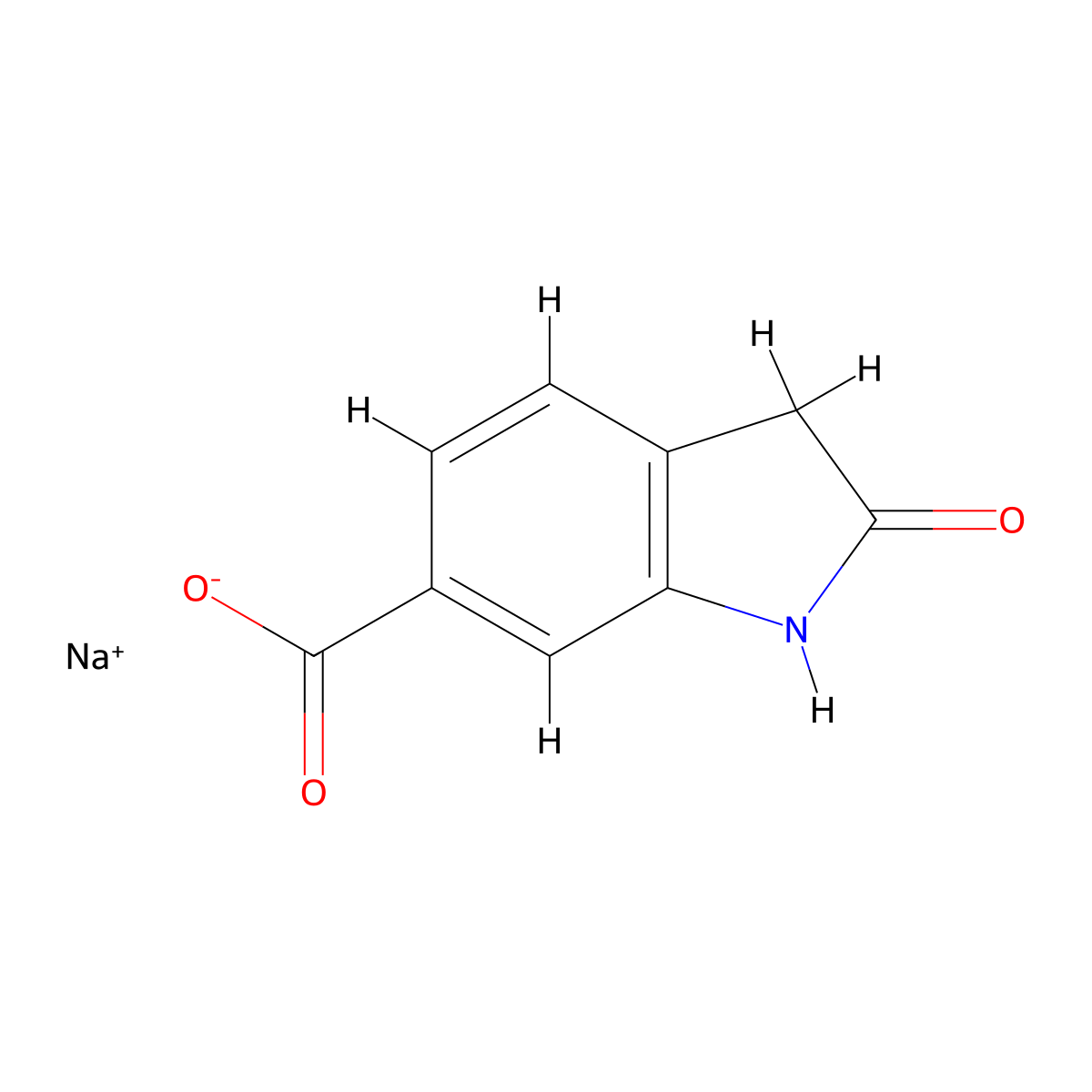 sodium 2-oxo-2,3-dihydro-1H-indole-6-carboxylate molecular structure, CAS 1955506-95-2