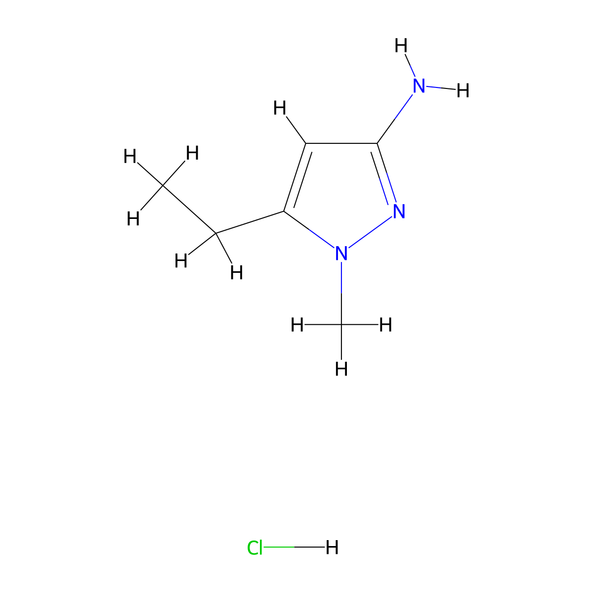 5-ethyl-1-methyl-1H-pyrazol-3-amine hydrochloride molecular structure, CAS 1955507-00-2