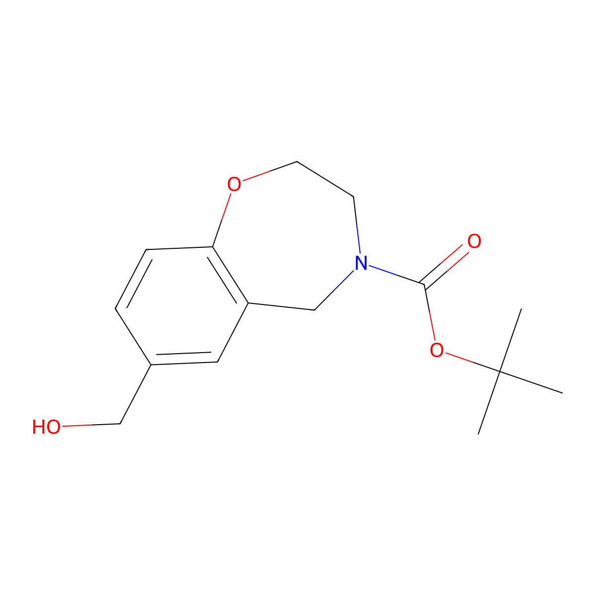 tert-butyl 7-(hydroxymethyl)-2,3-dihydrobenzo[f][1,4]oxazepine-4(5H)-carboxylate molecular structure, CAS 1955507-10-4