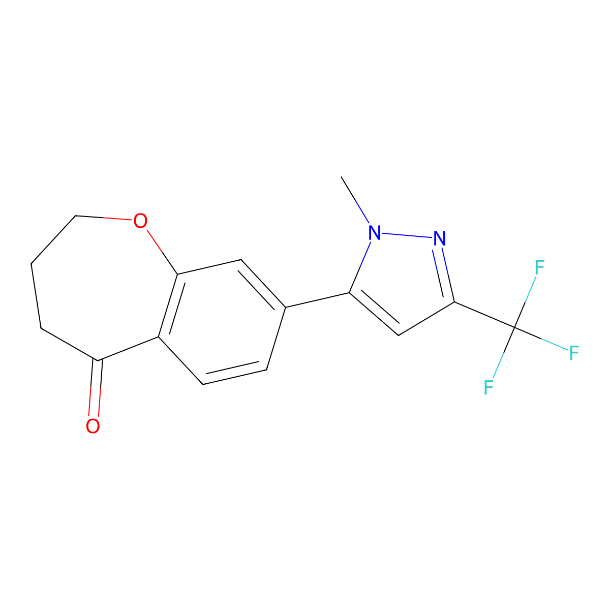 8-[1-methyl-3-(trifluoromethyl)-1H-pyrazol-5-yl]-2,3,4,5-tetrahydro-1-benzoxepin-5-one molecular structure, CAS 1955507-11-5