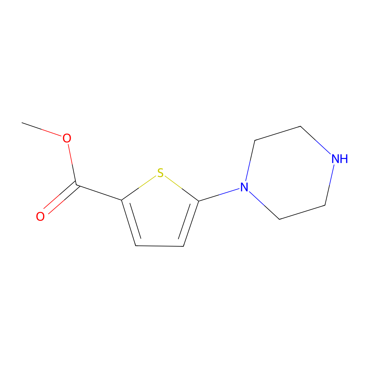 Methyl 5-(piperazin-1-yl)thiophene-2-carboxylate molecular structure, CAS 1955507-20-6