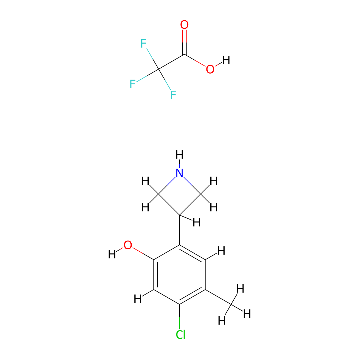 2-(Azetidin-3-yl)-5-chloro-4-methylphenol, trifluoroacetic acid molecular structure, CAS 1955507-28-4