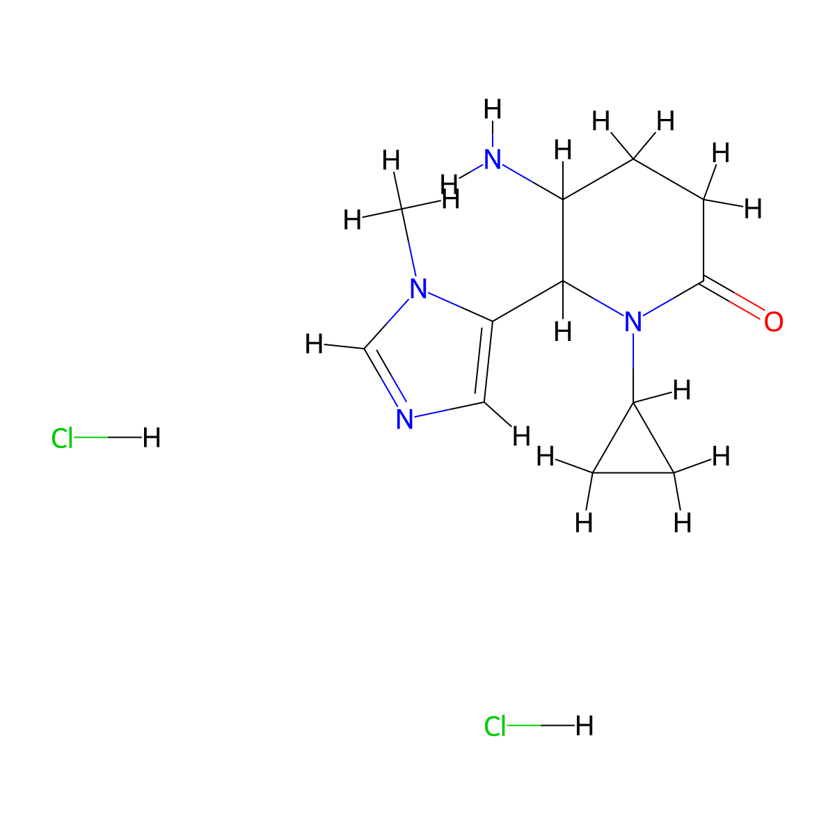5-amino-1-cyclopropyl-6-(1-methyl-1H-imidazol-5-yl)piperidin-2-one dihydrochloride molecular structure, CAS 1955507-37-5