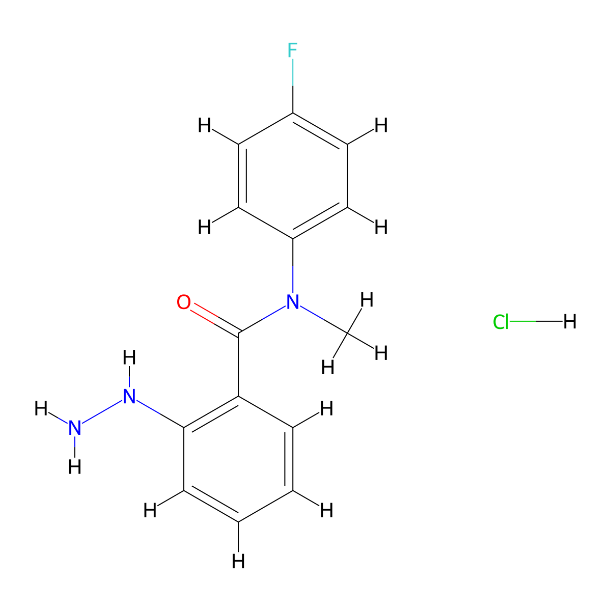 N-(4-fluorophenyl)-2-hydrazinyl-N-methylbenzamide hydrochloride molecular structure, CAS 1955514-16-5