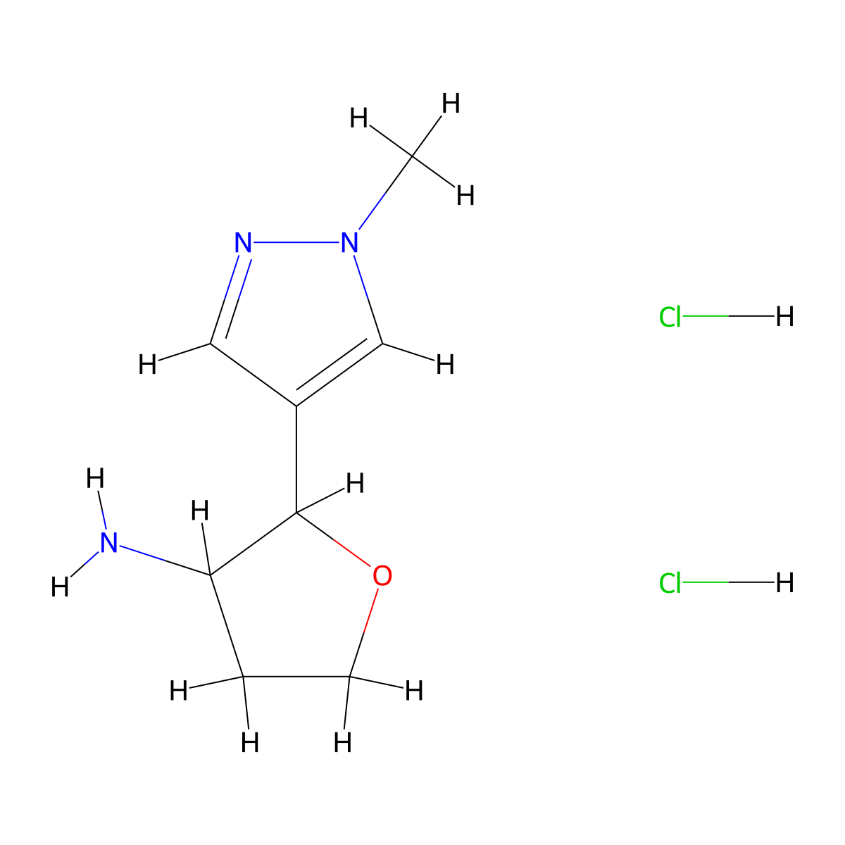 2-(1-methyl-1H-pyrazol-4-yl)oxolan-3-amine dihydrochloride molecular structure, CAS 1955514-27-8