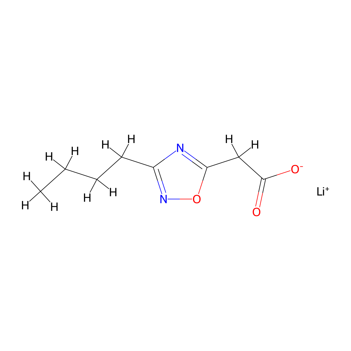 Lithium(1+) ion 2-(3-butyl-1,2,4-oxadiazol-5-yl)acetate molecular structure, CAS 1955514-46-1
