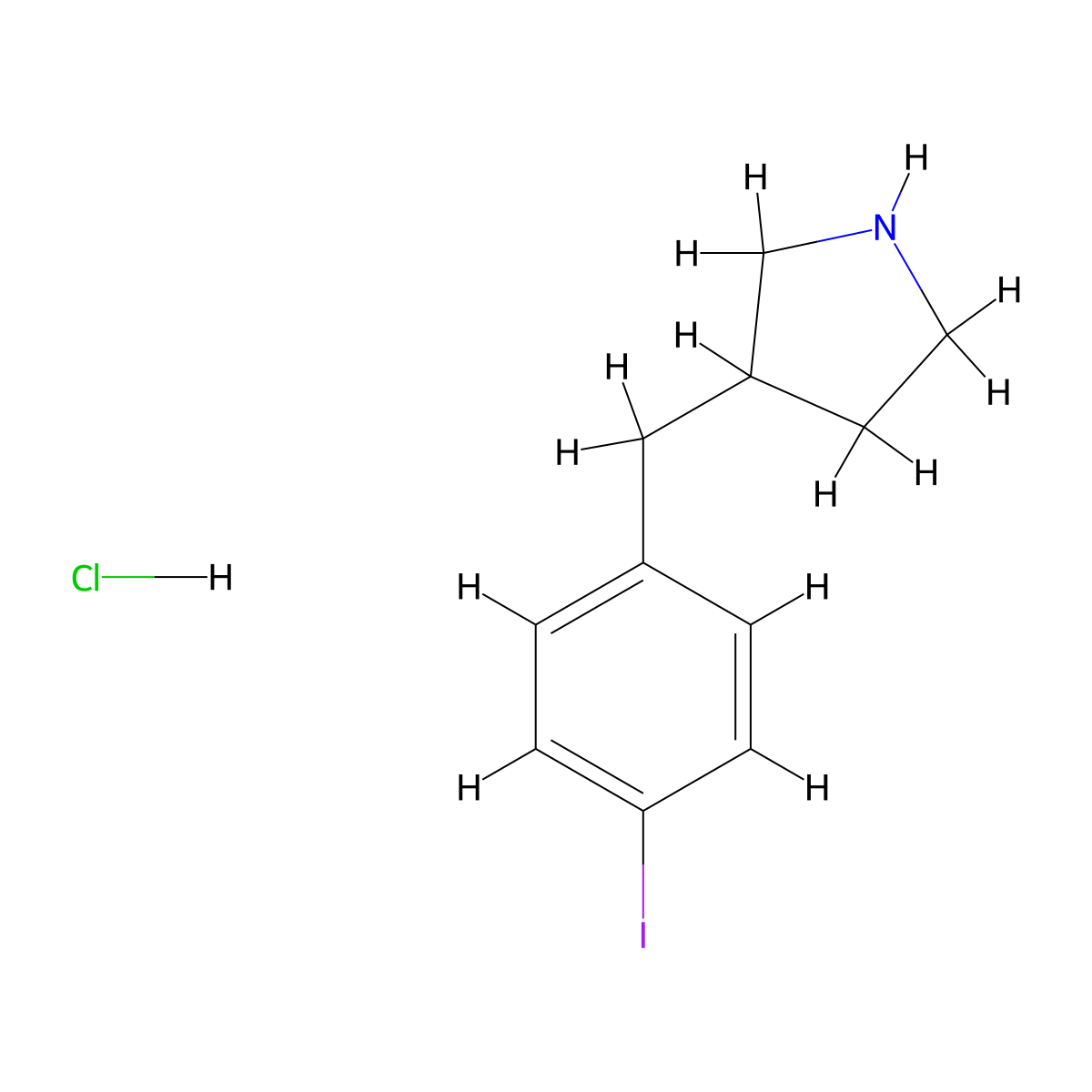 3-[(4-Iodophenyl)methyl]pyrrolidine hydrochloride molecular structure, CAS 1955514-49-4